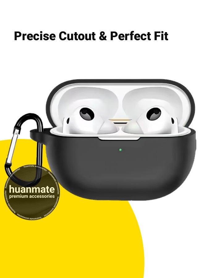 huanmate Huawei FreeBuds Pro 4 Silicone Case Cover - Black - Made with Soft Silicone, Lightweight & Durable - Stylish Design, Accurate Cut-outs, Easy Installation & Removal  - Image 2