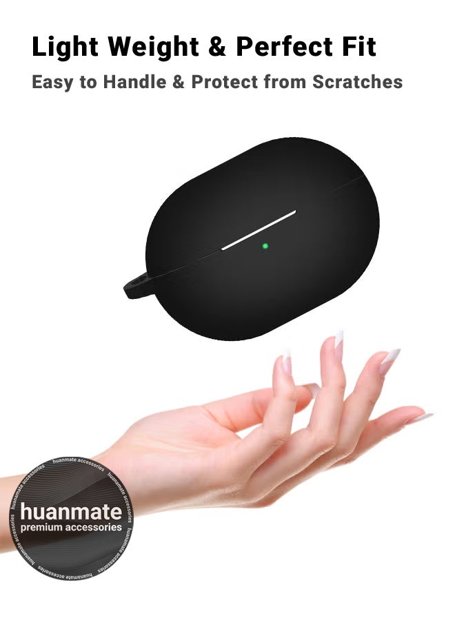huanmate Huawei FreeBuds Pro 4 Silicone Case Cover - Black - Made with Soft Silicone, Lightweight & Durable - Stylish Design, Accurate Cut-outs, Easy Installation & Removal  - Image 3