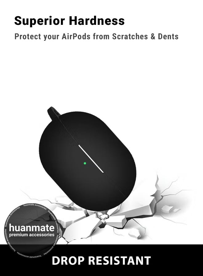 huanmate Huawei FreeBuds Pro 4 Silicone Case Cover - Black - Made with Soft Silicone, Lightweight & Durable - Stylish Design, Accurate Cut-outs, Easy Installation & Removal  - Image 4