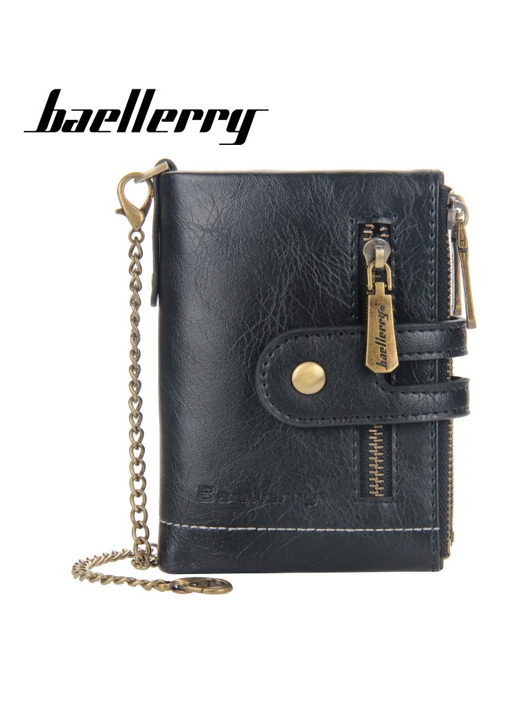 Baellery Classic bifold wallet with double zip and chain - black - Image 2