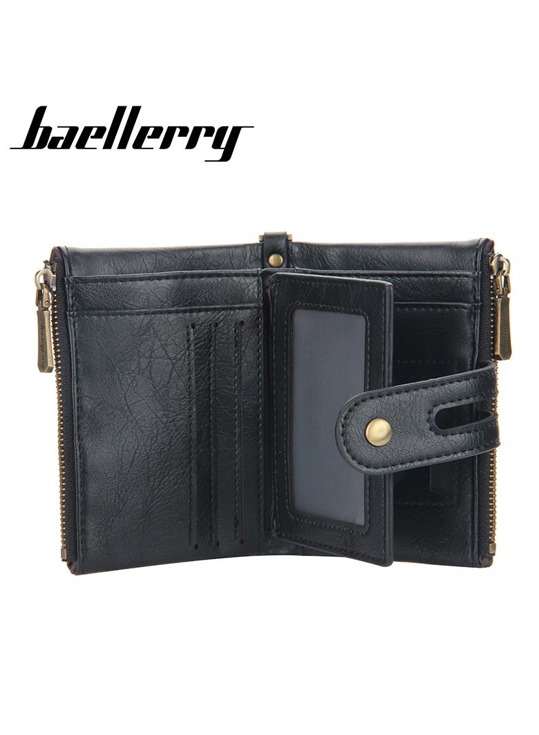 Baellery Classic bifold wallet with double zip and chain - black - Image 3