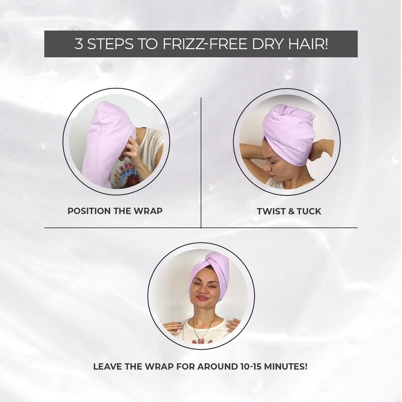 PROLIXR Microfiber Hair Towel Wrap Lavender Blue Combo Quick Drying FrizzFree Hair Super Absorbent Gentle on Hair and Skin Hair Types Microfibre Towel Created by Savio John Pereira - Image 2
