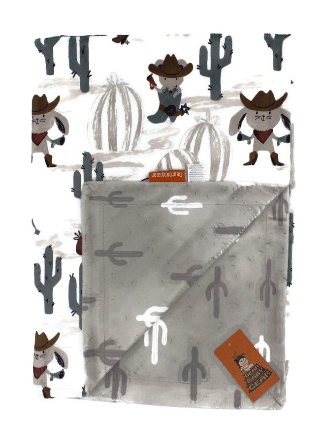 Dear Baby Gear - Reversible Baby Blankets - Soft Nursery Blanket for Newborn - Toddler Blankey - Throw Blanket for Boys & Girls - Infant Blankets - 40x30 (Wild West Cactus in Gray Cactus) - Image 2