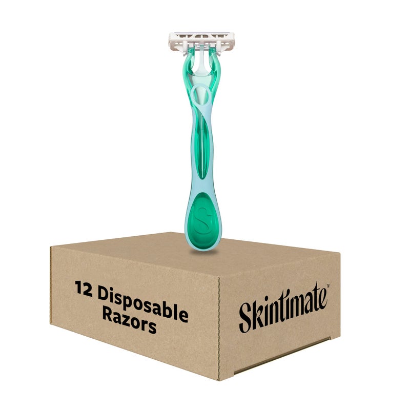Skintimate 3 Blade Disposable Razor, Sensitive Skin, 4 Count (Pack of 3) - Packaging May Vary - Image 1