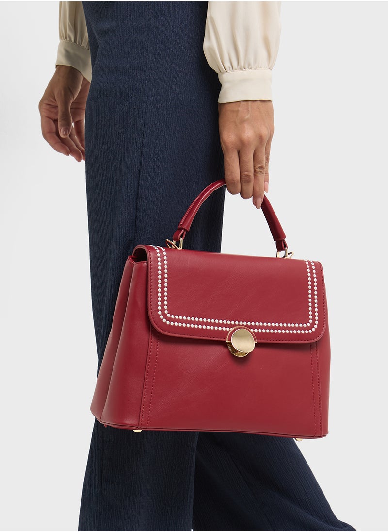 Embroidered Panel Satchel Bag