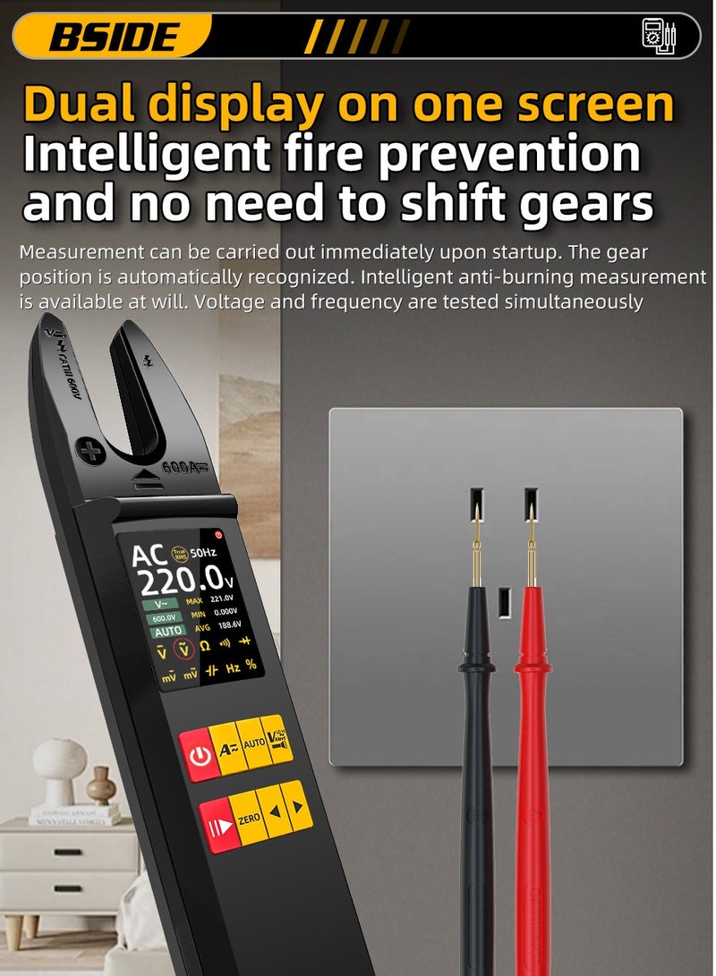 BSIDE U5 Smart Clamp Multimeter 600A AC/DC, True RMS Digital Clamp Meter with LCD Display, Auto Range, Type-C Rechargeable - Image 5