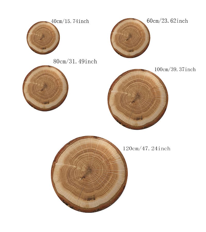Round Bathroom Mat With Tree Stump Print 47.2 Inch Non Slip Flannel - Image 4