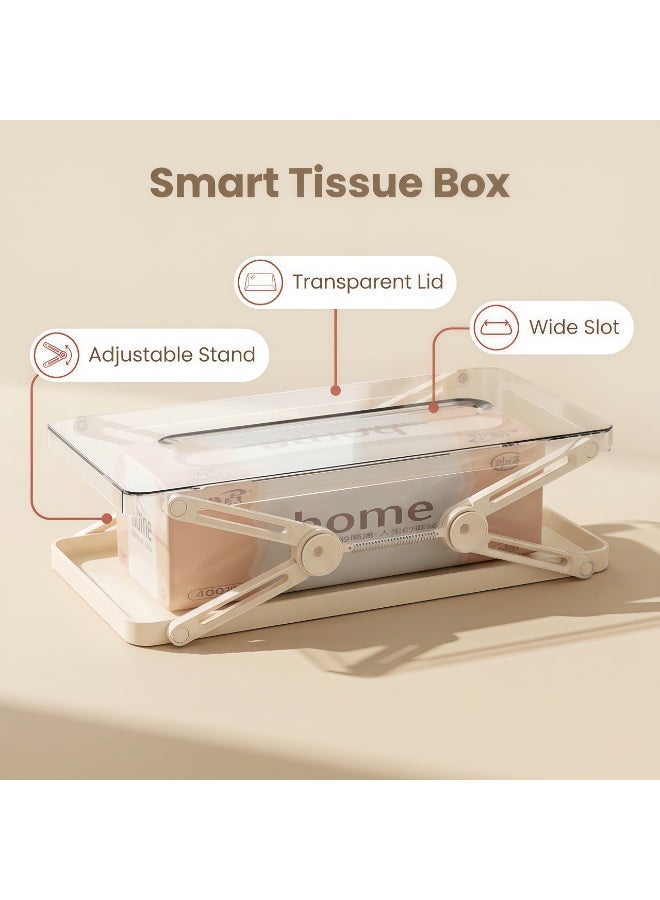 Tissue Holder 3 Pack, Spring Loaded Adjustable Tissue Box Holder with Clear Acrylic Lid, Large Capacity Paper Towel Holder for Kitchen Counter, Office Desk, Living Room, Modern Napkin Holder Set - Image 5