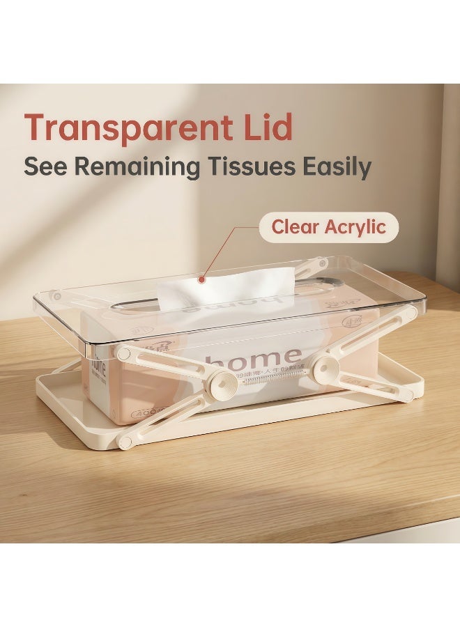 Tissue Holder 3 Pack, Spring Loaded Adjustable Tissue Box Holder with Clear Acrylic Lid, Large Capacity Paper Towel Holder for Kitchen Counter, Office Desk, Living Room, Modern Napkin Holder Set - Image 4