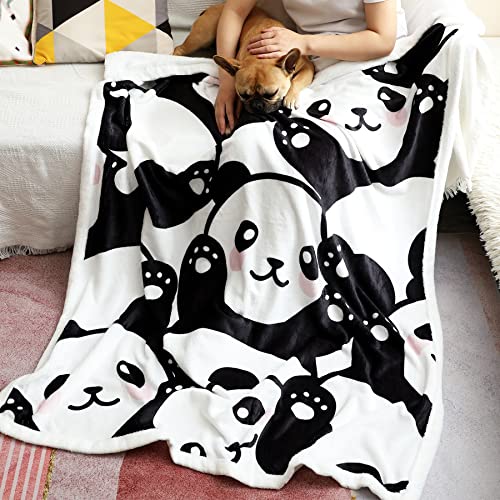 Sviuse Panda Blanket Cute Fleece Blanket for Girls Panda Gifts Soft Blankets for Girl and Women (Panda 7, (50" X 60") - Image 1