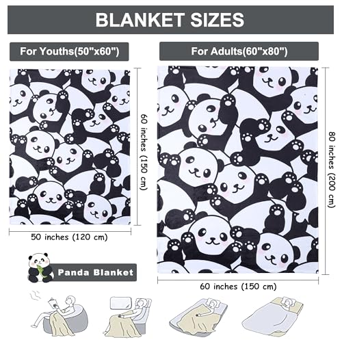 Sviuse Panda Blanket Cute Fleece Blanket for Girls Panda Gifts Soft Blankets for Girl and Women (Panda 7, (50" X 60") - Image 3