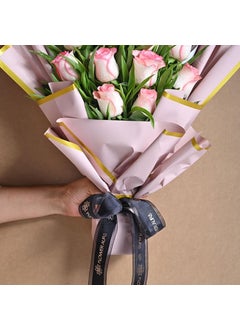 Floweraura FlowerAura Fresh Flower Bouquet Gift 12 Pink Roses For Mom For Mother For Maa For Grand Mother Same Day Delivery  - Image 3