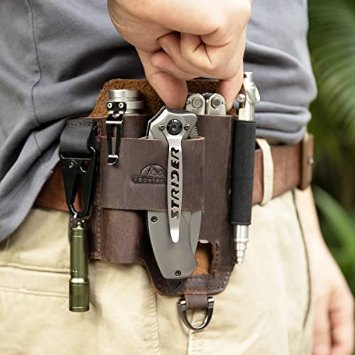 Topstache Leather Multitool Sheath,EDC Belt Organizer for Work and Daily Use,Leatherman Sheath,EDC Pocket Organizer for Flashlight and Multitool,Gifts for Men for Multitool,Darkbrown - Image 2