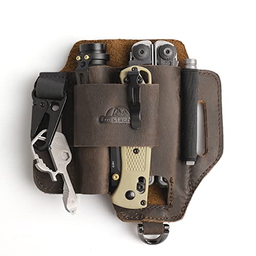 Topstache Leather Multitool Sheath,EDC Belt Organizer for Work and Daily Use,Leatherman Sheath,EDC Pocket Organizer for Flashlight and Multitool,Gifts for Men for Multitool,Darkbrown - Image 1