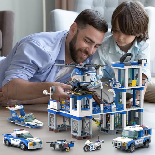 INRATELL City Police Station Toy Building Set 890 Pieces Helicopter Police Car and Truck Patrol Boat Coast Guard Headquarter Toy Ideal Creative Roleplay Gift for Kids Boys and Girls Ages 614 - Image 5