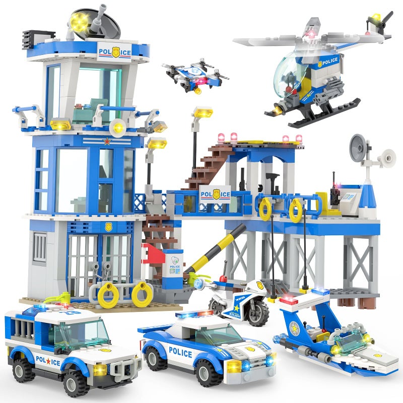 INRATELL City Police Station Toy Building Set 890 Pieces Helicopter Police Car and Truck Patrol Boat Coast Guard Headquarter Toy Ideal Creative Roleplay Gift for Kids Boys and Girls Ages 614 - Image 4