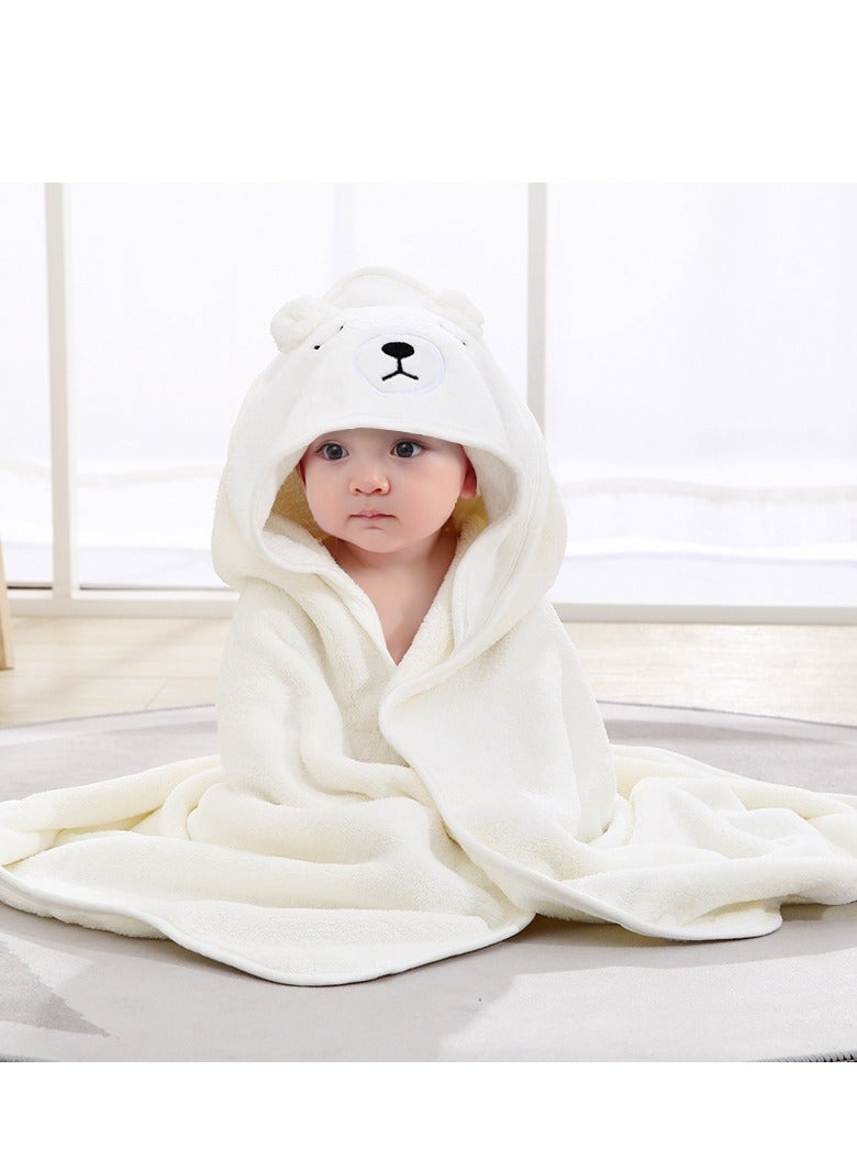 إسكدنيا Hooded Polar Bear Blanket,1 Pcs Baby Animal cloak, Cute  Natural Swaddle Blanket Wrap, Baby Hooded Fleece Swaddle Blanket Newborn Cartoon Receiving Blanket Soft Plush Sleeping Bag Sak Stroller Wrap - Image 1