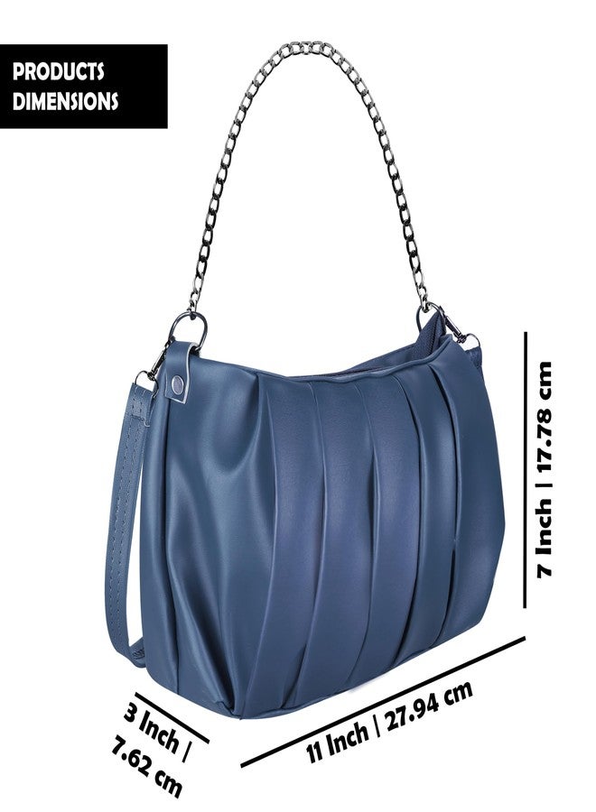 LOREM Blue Designer Faux Leather Handbag For Women And Girls HB28 - Image 2