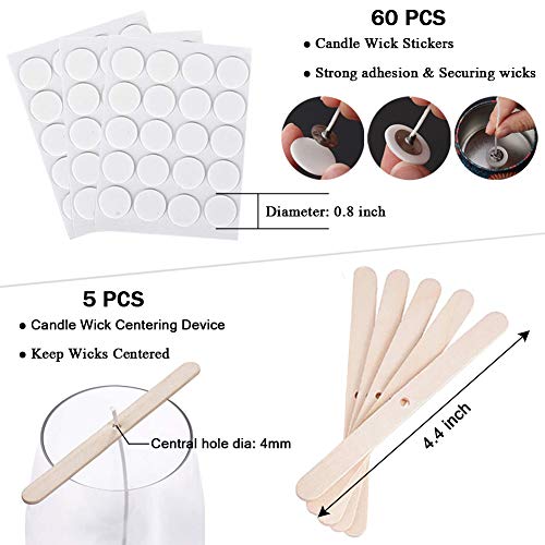 ANTUNIHOD Bulk Cotton Candle Wick 8" Pre-Waxed 80 Pcs with 60Pcs Candle Wick Stickers, 5Pcs Candle Wick Centering Device and 20PCS Metal Tabs for Candle Making (80pcs 20cm Wick kit) - Image 4