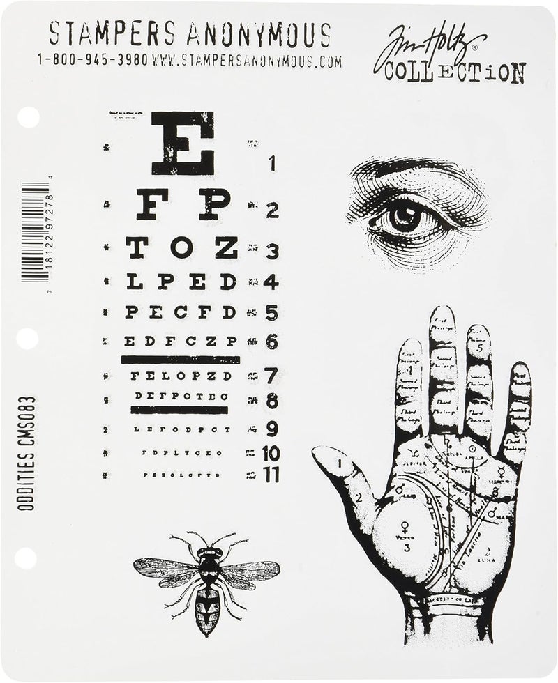 Stampers Anonymous Tim Holtz 7 x 8.5-inch Cling Rubber Stamp Set Oddities - Image 1