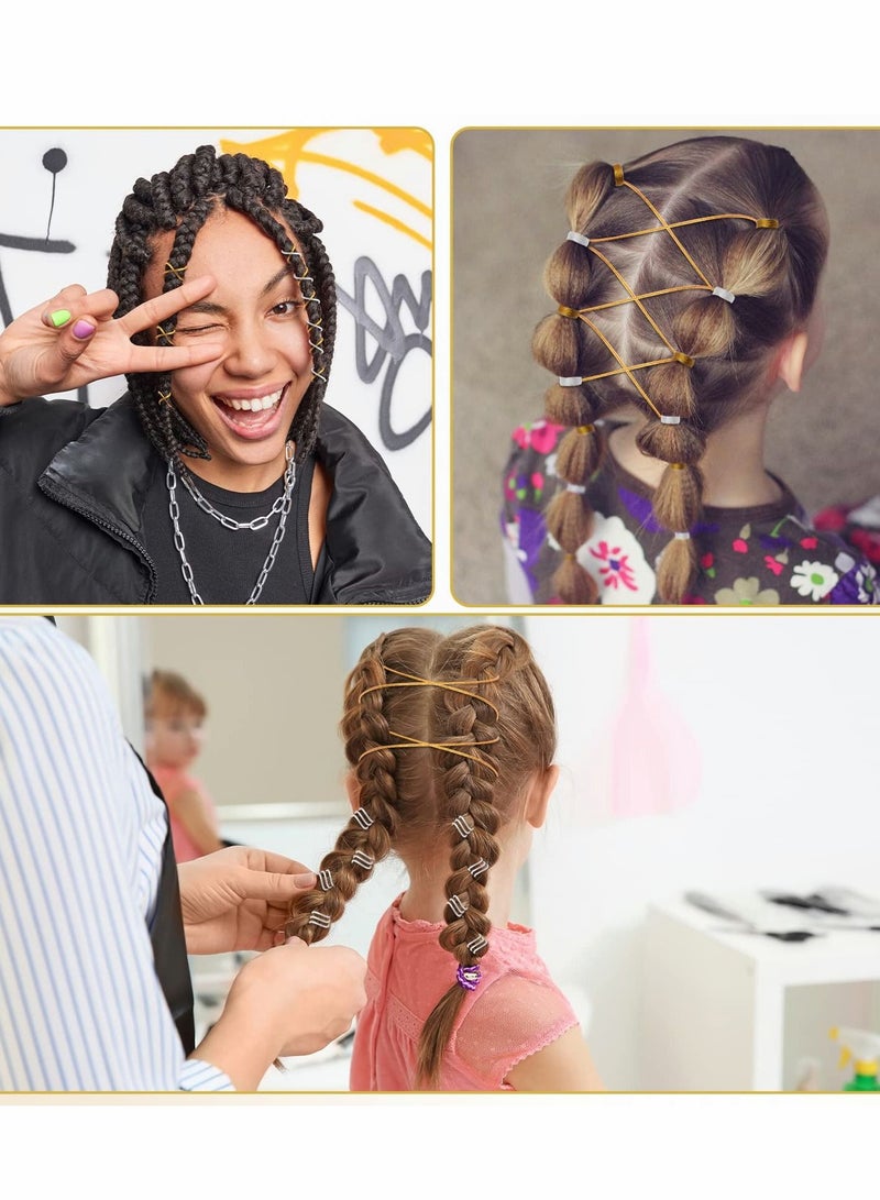 Excefore 5M Braids Hair Elastic Cords Braiding Rope Metallic Tinsel Stretch Cord Ribbon Gold Silver String Jewelry Thread for Hair Braiding Twist Gift Hang Tags and Craft Making 6 Pieces - Image 4