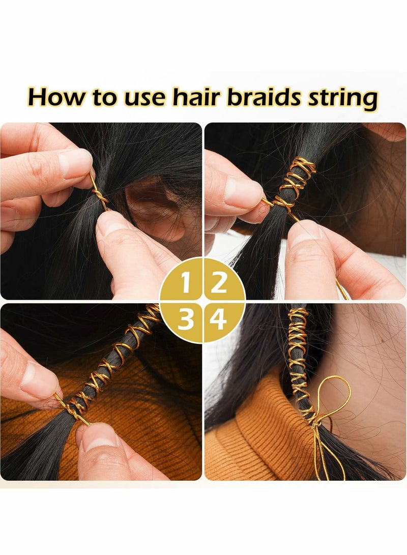 Excefore 5M Braids Hair Elastic Cords Braiding Rope Metallic Tinsel Stretch Cord Ribbon Gold Silver String Jewelry Thread for Hair Braiding Twist Gift Hang Tags and Craft Making 6 Pieces - Image 3