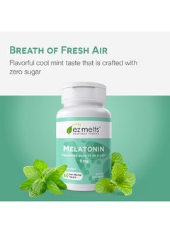 EZ Melts Dissolvable Melatonin, 5 mg, Sugar-Free, 2-Month Supply, Cool Mint-Flavored - pzsku/Z97092A27966C07FC4518Z/45/_/1739882875/c7a3f54d-ebda-4da0-bcc7-17f43d7cab06