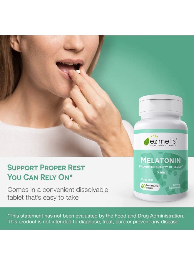 EZ Melts Dissolvable Melatonin, 5 mg, Sugar-Free, 2-Month Supply, Cool Mint-Flavored - Image 2