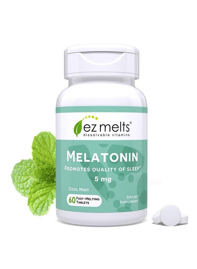 EZ Melts Dissolvable Melatonin, 5 mg, Sugar-Free, 2-Month Supply, Cool Mint-Flavored - Image 1
