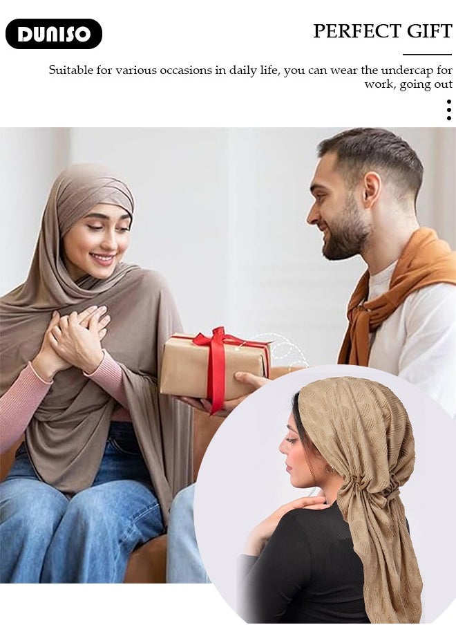 DUNISO Women Under Scarf Hijab Cap  Islamic Muslim Under Hijab Cap  Back Closure Fashionable Solid Color Headwraps Lightweight Turban Beanie Cap Underscarf Hijab Cap  for Women Girls  - Image 4