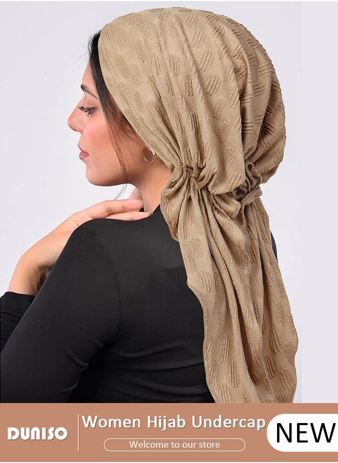 DUNISO Women Under Scarf Hijab Cap  Islamic Muslim Under Hijab Cap  Back Closure Fashionable Solid Color Headwraps Lightweight Turban Beanie Cap Underscarf Hijab Cap  for Women Girls  - Image 1
