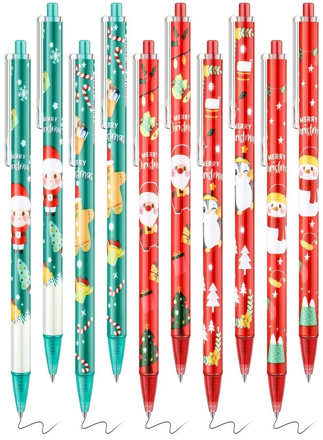 Tenare 25 Pcs Christmas Ballpoint Pens Retractable Christmas Pens Xmas Tree Snowman Santa Claus Christmas Series Roller Ball Pens for Christmas Home Decor Party Gift - Image 1