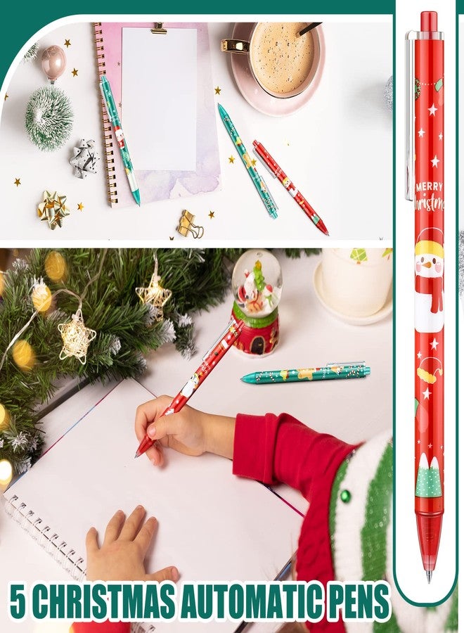 Tenare 25 Pcs Christmas Ballpoint Pens Retractable Christmas Pens Xmas Tree Snowman Santa Claus Christmas Series Roller Ball Pens for Christmas Home Decor Party Gift - Image 5