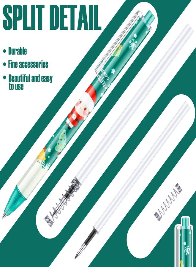 Tenare 25 Pcs Christmas Ballpoint Pens Retractable Christmas Pens Xmas Tree Snowman Santa Claus Christmas Series Roller Ball Pens for Christmas Home Decor Party Gift - Image 3
