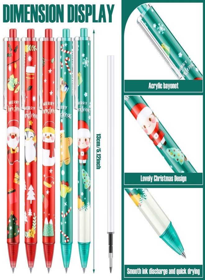 Tenare 25 Pcs Christmas Ballpoint Pens Retractable Christmas Pens Xmas Tree Snowman Santa Claus Christmas Series Roller Ball Pens for Christmas Home Decor Party Gift - Image 2
