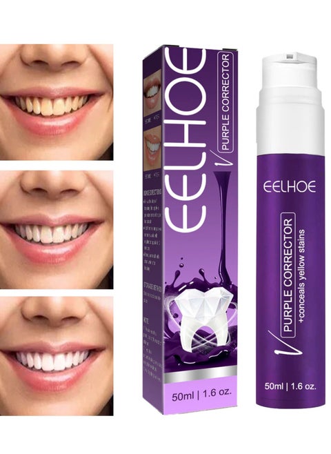 Toothpaste for teeth whitening purple toothpaste 50ml color corrector correct yellow toothpaste for stain