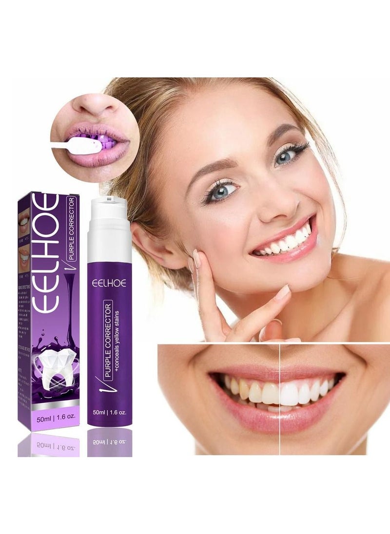 Toothpaste for teeth whitening purple toothpaste 50ml color corrector correct yellow toothpaste for stain