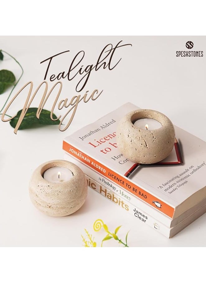 RADICALn Tealight Candle Holder 2.5" Inches Travertine Handmade Votive Candle Holder - Stone Votive Candle Holder, Travertine Candle Holder, Stone Tea Light Holder  - Image 5