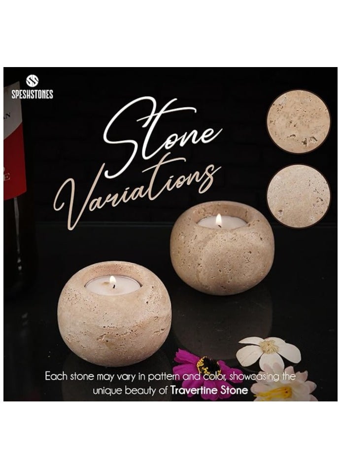 RADICALn Tealight Candle Holder 2.5" Inches Travertine Handmade Votive Candle Holder - Stone Votive Candle Holder, Travertine Candle Holder, Stone Tea Light Holder  - Image 3