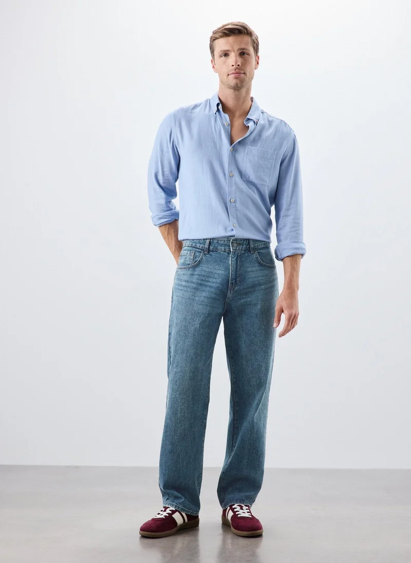 ماتلان Mid Wash Light Weight Straight Fit Jeans