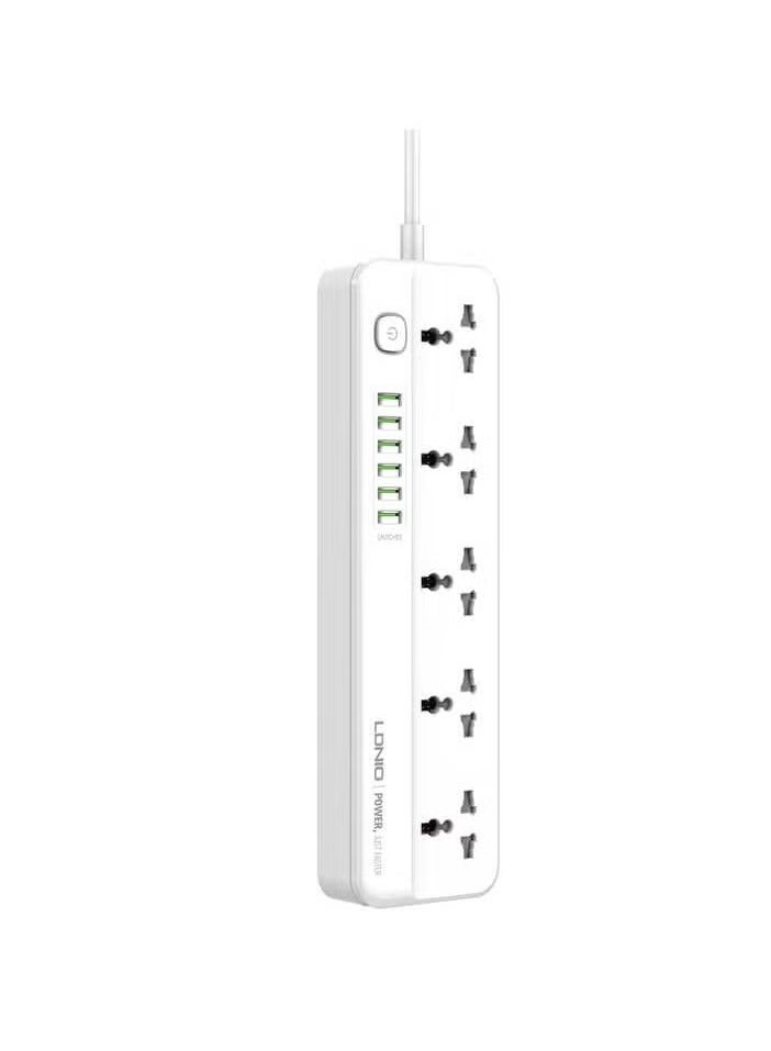TIGER SC5614 Power Strip – 5 AC Outlets & 6 USB Charging Ports, 2m Long Extension Cord, Surge Protector for Home & Office, Multi-Outlet Power Strip with Overload Protection  - Image 1