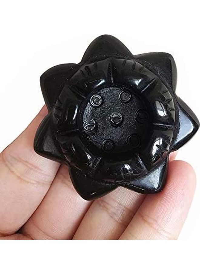 NIBEMINENT Lotus Flower Carved Candle Holder Black One Size  - Image 2