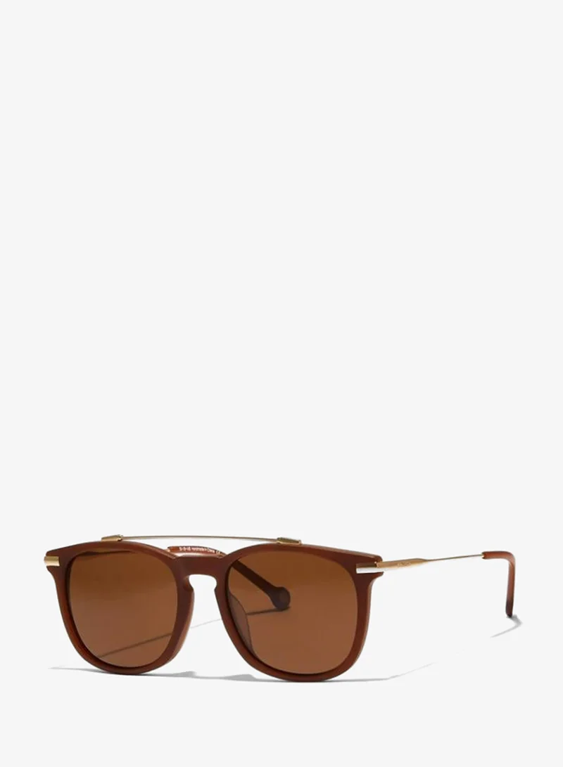 30Sundays CHALLENGER Men Brown Sunglasses - Frame Material: Metal + Acetate - Lens Color: Brown- Frame Color: Brown - Full Rim