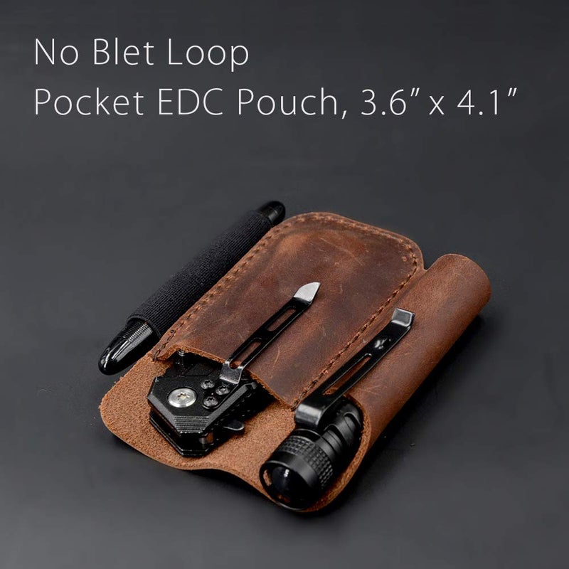diodrio EDC Leather Pocket Pouch, Knife Organizer Pouch, Pocket Slip, EDC Carrier, with Pen Loop, Everyday Carry Organizers, Full Grain Leather. Chestnut. - Image 3