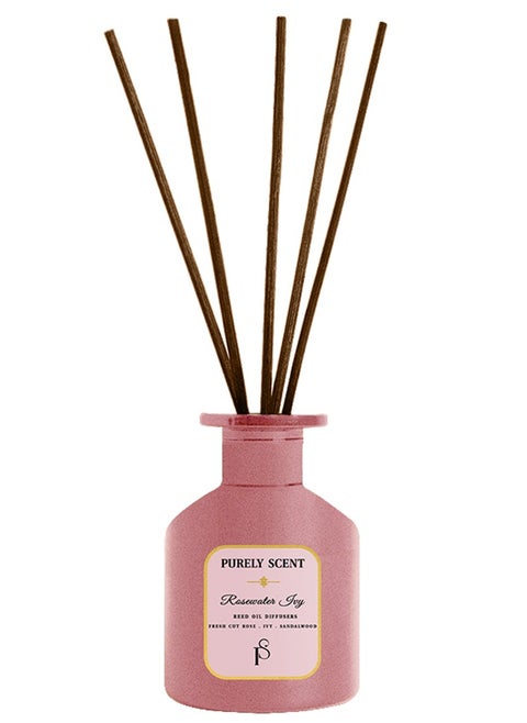 Rosewater Ivy Reed Diffuser – Large 200ML Scented Oil Diffuser – Long Lasting Botanical Home Fragrance with Essential Oils – Elegant Rose Petal & Ivy Diffuser – Decorative Bathroom or Bedroom Decor