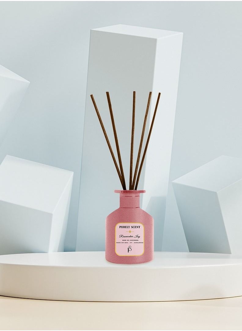 PURELY SCENT Rosewater Ivy Reed Oil Diffuser, 6.7 Fl Oz/200 ML, 6 Reed Sticks, Aromatherapy, Lasts Upto 3 Months, Fragrant Diffuser  - Image 2