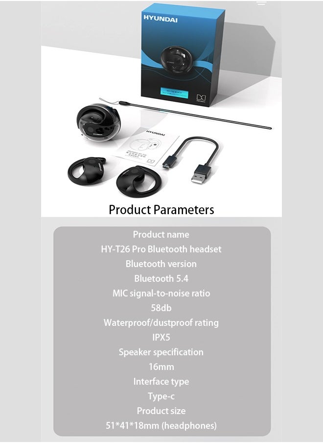 HYUNDAI - HYUNDAI Smart Real-Time AI Translation Bluetooth Headphones with Recording and Transcription Support - Image 1
