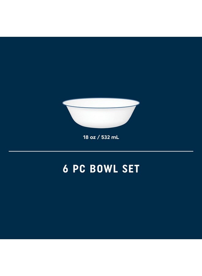 Corelle أطباق كوريل 6 قطع سعة 18 أونصة، زجاج فيتريل ثلاثي الطبقات، مثالية للحساء، الحبوب والوجبات الخفيفة، خفيفة الوزن، مقاومة للتشقق والخدوش، آمنة للاستخدام في الميكروويف وغسالة الصحون، خطوط نباتية - Image 2
