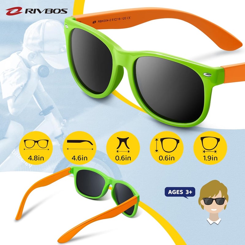 RIVBOS Kids Sunglasses Polarized UV Protection Flexible Rubber Glasses Shades with Strap for Boys Girls RBK004 - Image 5
