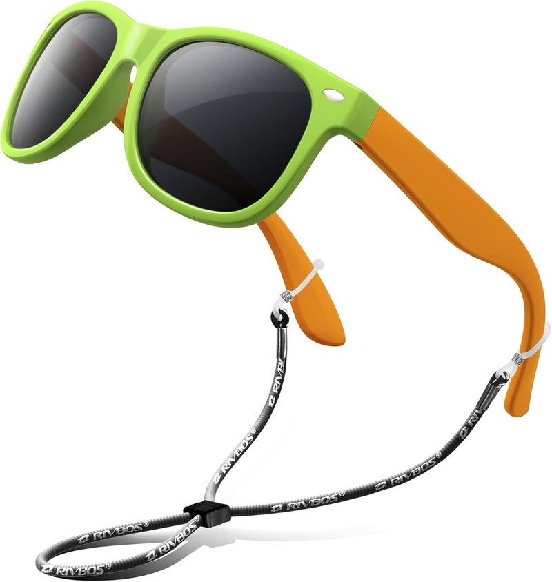 RIVBOS Kids Sunglasses Polarized UV Protection Flexible Rubber Glasses Shades with Strap for Boys Girls RBK004 - Image 1